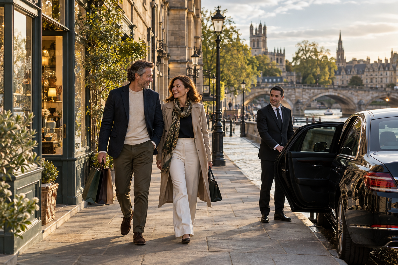 Chauffeur waiting beside a premium vehicle for an hourly booking
